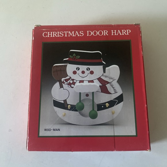 The Unbranded Brand Other - Vintage Snowman  Musical Door Harp Wooden Christmas
